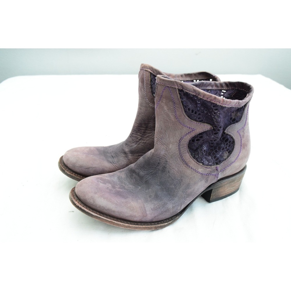 Freebird Cabcro 6 Ankle Boots Purple Leather Lace Ankle Booties Women Western